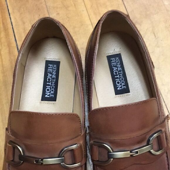 9 KENNETH COLE REACTION brown leather slip ons GUC - Picture 6 of 7